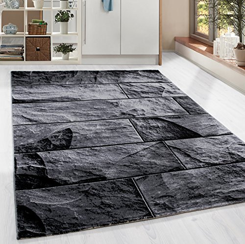 HomebyHome Küchenteppich Teppich Wohnzimmer 80x150 cm Läufer Flur Schwarz Kurzflor Wand Design - Teppich Schlafzimmer, Esszimmer, Küche Flauschiger Extra Weich Tepich Waschbär Carpet Living Room von HomebyHome