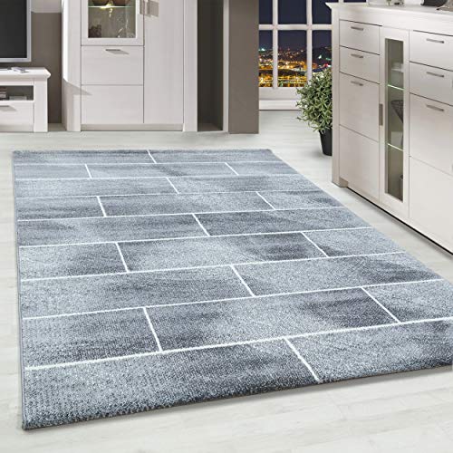 HomebyHome Teppich Wohnzimmer 80x150 cm Läufer Flu Grau Wand Design - Schlafzimmer Teppich Kurzflor Extra Weich Pflegeleicht Teppiche für Küche Esszimmer Jugendzimmer Kinderzimmer - Rug Halı Kilim von HomebyHome