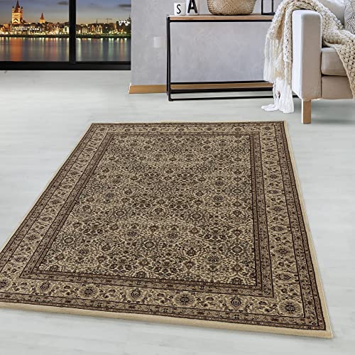 HomebyHome Teppich Orient Kurzflor Ornamente Bordüre Design Wohnzimmer 9 mm Florhöhe Weich Gross Klein Rechteckig Läufer Beige, Farbe:Beige, Grösse:300x400 cm von HomebyHome