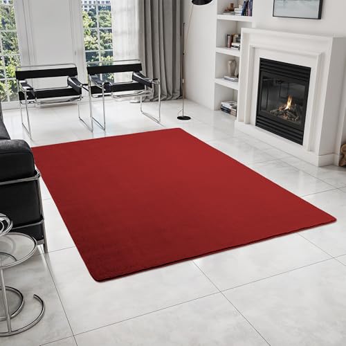 HomebyHome Teppich Rot 200x280 cm – Waschbarer Kurzflor Teppich, rutschfest & weich, modernes einfarbiges Design für Wohnzimmer, Schlafzimmer, Küche & Kinderzimmer. HomebyHome Teppich Rot 200x280 cm – Waschbarer Kurzflor Teppich, rutschfest & weich, modernes einfarbiges Design für Wohnzimmer, Schlafzimmer, Küche & Kinderzimmer. von HomebyHome
