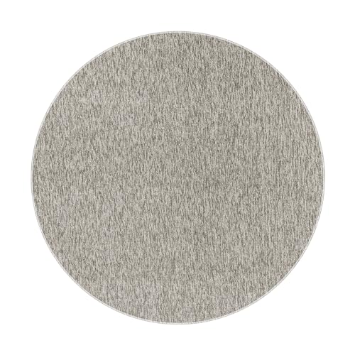 HomebyHome Teppich Wohnzimmer 120 cm Rund Beige Einfarbig Meliert Design - Schlafzimmer Teppich Kurzflor Extra Weich Pflegeleicht Teppiche Waschbar für Küche Esszimmer - Carpet Living Room Halı von HomebyHome