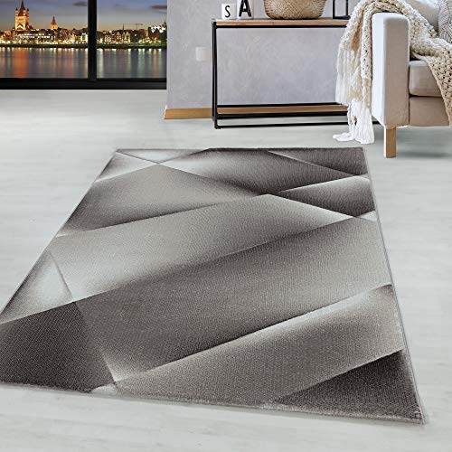 HomebyHome Teppich Wohnzimmer 120x170 cm Braun Abstrakt Design - Schlafzimmer Teppich Kurzflor Extra Weich Pflegeleicht Teppiche für Küche Esszimmer Büroteppich - Carpet Living Room Halı von HomebyHome