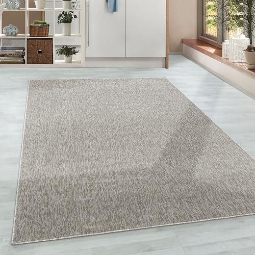 HomebyHome Teppich Wohnzimmer 140x200 cm Beige Einfarbig Meliert Design - Schlafzimmer Teppich Kurzflor Extra Weich Pflegeleicht Teppiche für Küche Esszimmer Büroteppich - Carpet Living Room von HomebyHome