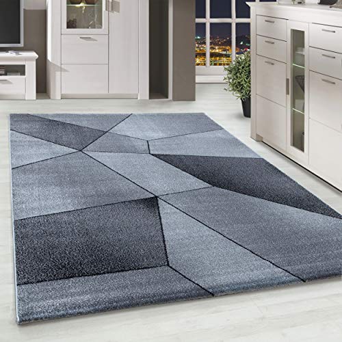 HomebyHome Teppich Wohnzimmer 140x200 cm Grau Abstrakt Geometrisch Design - Schlafzimmer Teppich Kurzflor Extra Weich Pflegeleicht Teppiche für Küche Esszimmer Jugendzimmer Kinderzimmer von HomebyHome