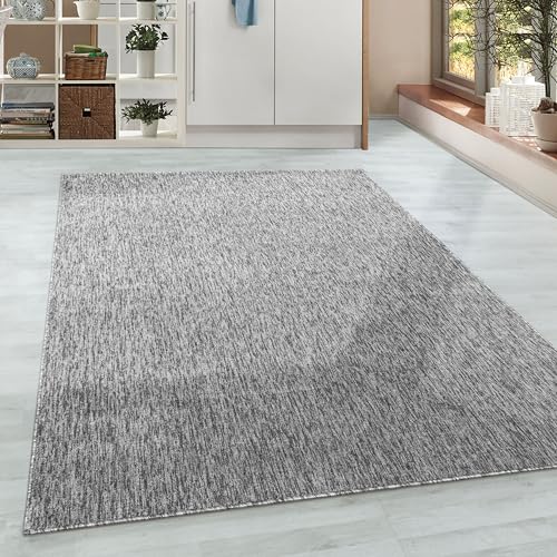 HomebyHome Teppich Wohnzimmer 140x200 cm Hellgrau Einfarbig Meliert Design - Schlafzimmer Teppich Kurzflor Extra Weich Pflegeleicht Teppiche für Küche Esszimmer Büroteppich - Carpet Living Room von HomebyHome