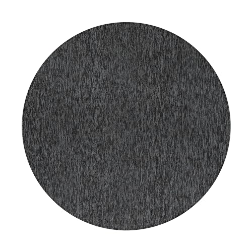 HomebyHome Teppich Wohnzimmer 160 cm Rund Anthrazit Einfarbig Meliert Design - Schlafzimmer Teppich Kurzflor Extra Weich Pflegeleicht Teppiche Waschbar für Küche Esszimmer - Carpet Living Room von HomebyHome
