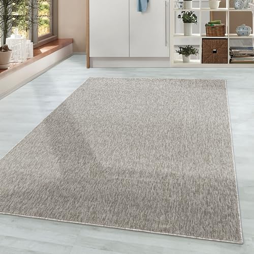 HomebyHome Teppich Wohnzimmer 160x230 cm Beige Einfarbig Meliert Design - Schlafzimmer Teppich Kurzflor Extra Weich Pflegeleicht Teppiche Waschbar für Küche Esszimmer - Carpet Living Room Halı von HomebyHome