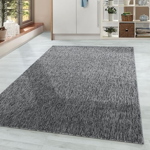 HomebyHome Teppich Wohnzimmer 160x230 cm Grau Einfarbig Meliert Design - Schlafzimmer Teppich Kurzflor Extra Weich Pflegeleicht Teppiche Waschbar für Küche Esszimmer - Carpet Living Room von HomebyHome