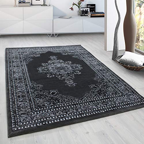 HomebyHome Teppich Wohnzimmer 160x230 cm Grau Teppich Vintage Look Orient Ornament Edle Bordüre Design Extra Weich Teppich Schlafzimmer Esszimmer - Teppich Orientalisch Muster - Rug Halı von HomebyHome