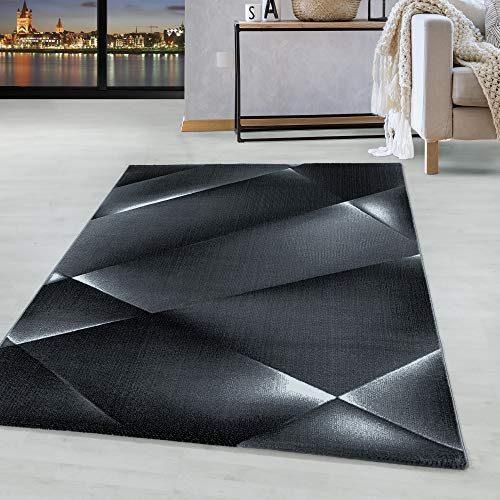 HomebyHome Teppich Wohnzimmer 160x230 cm Schwarz Abstrakt Design - Schlafzimmer Teppich Kurzflor Extra Weich Pflegeleicht Teppiche für Küche Esszimmer Büroteppich - Carpet Living Room Halı von HomebyHome