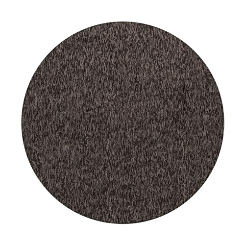 HomebyHome Teppich Wohnzimmer 200 cm Rund Braun Einfarbig Meliert Design - Schlafzimmer Teppich Kurzflor Extra Weich Pflegeleicht Teppiche Waschbar für Küche Esszimmer - Carpet Living Room von HomebyHome