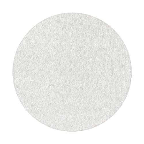 HomebyHome Teppich Wohnzimmer 200 cm Rund Creme Einfarbig Meliert Design - Schlafzimmer Teppich Kurzflor Extra Weich Pflegeleicht Teppiche Waschbar für Küche Esszimmer - Carpet Living Room von HomebyHome