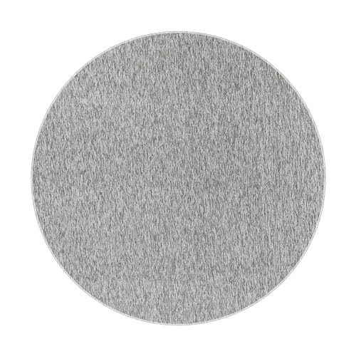 HomebyHome Teppich Wohnzimmer 200 cm Rund Hellgrau Einfarbig Meliert Design - Schlafzimmer Teppich Kurzflor Extra Weich Pflegeleicht Teppiche Waschbar für Küche Esszimmer - Carpet Living Room von HomebyHome