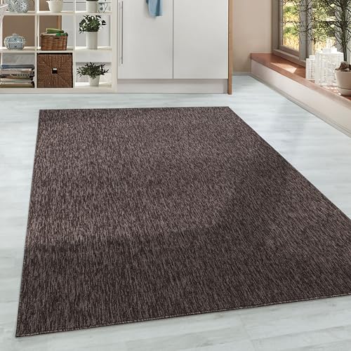 HomebyHome Teppich Wohnzimmer 200x290 cm Braun Einfarbig Meliert Design - Schlafzimmer Teppich Kurzflor Extra Weich Pflegeleicht Teppiche für Küche Esszimmer Büroteppich - Carpet Living Room von HomebyHome