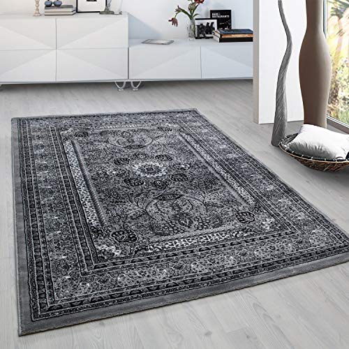 HomebyHome Vintage Teppich 240 x 340 cm Orientalischer Teppich Kurzflor - Orient Teppich Grau für Wohnzimmer, Esszimmer, Flur und Schlafzimmer - Teppich Groß mit Oeko-TEX - Carpet Living Room von HomebyHome