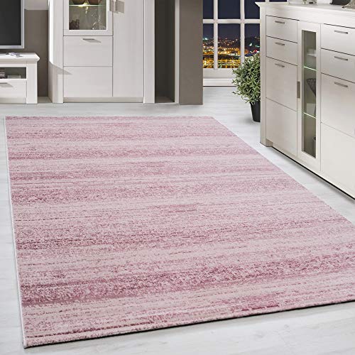 HomebyHome Teppich Wohnzimmer 280x370 cm (300x400 cm) Rosa Moderne Einfarbig Meliert Design - Esszimmer und Schlafzimmer Teppich Kurzflor Teppiche Extra Weich Pflegeleicht - Carpet Living Room von HomebyHome