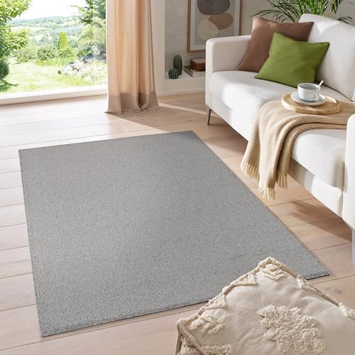 HomebyHome Teppich Wohnzimmer 60x100 cm Läufer Flur Hellgrau Einfarbig Design - Schlafzimmer Teppich Kurzflor Extra Weich Pflegeleicht Gabbeh Optik Teppiche für Küchenläufer Esszimmer Jugendzimmer von HomebyHome