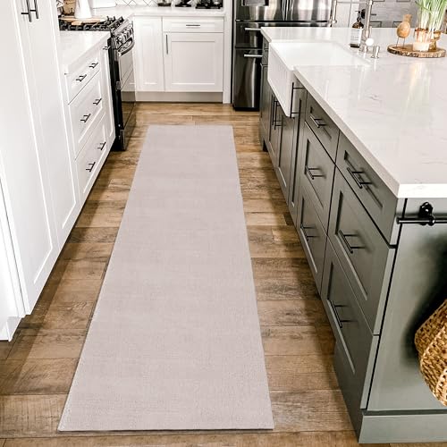 HomebyHome Teppich Wohnzimmer 60x110 cm Läufer Flur Natur Waschbarer Teppiche Moderne Design - Küchenteppich Waschbar rutschfest Extra Weich Flauschiger Kleiner Teppiche für Schlafzimmer Kinderzimmer von HomebyHome