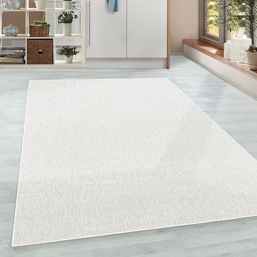 HomebyHome Teppich Wohnzimmer 80x150 cm Läufer Flur Creme Einfarbig Meliert Design - Schlafzimmer Teppich Kurzflor Extra Weich Pflegeleicht Teppiche für Küche Esszimmer - Carpet Living Room von HomebyHome