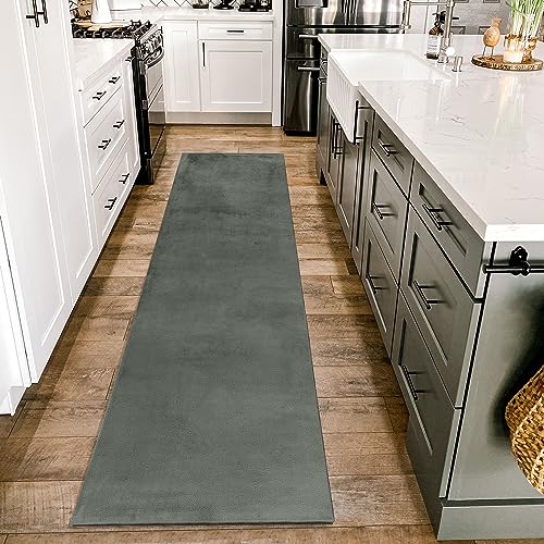 HomebyHome Teppich Wohnzimmer 80x250 cm Läufer Flur Grün Waschbarer Hochflor Flauschiger Teppiche Moderne Design - Küchenteppich Waschbar Shaggy Extra Weich Teppich für Schlafzimmer Küchenläufer von HomebyHome