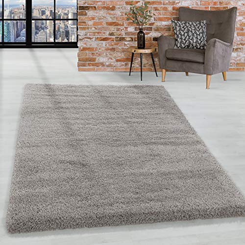 HomebyHome Teppich Wohnzimmer Hochflor Shaggy Beige 140x200 cm 50 mm Florhöhe - Teppich Schlafzimmer Langflor Einfarbig Design Moderne und Extra Weich - Teppich Flauschig Flur Läufer Rechteckig von HomebyHome