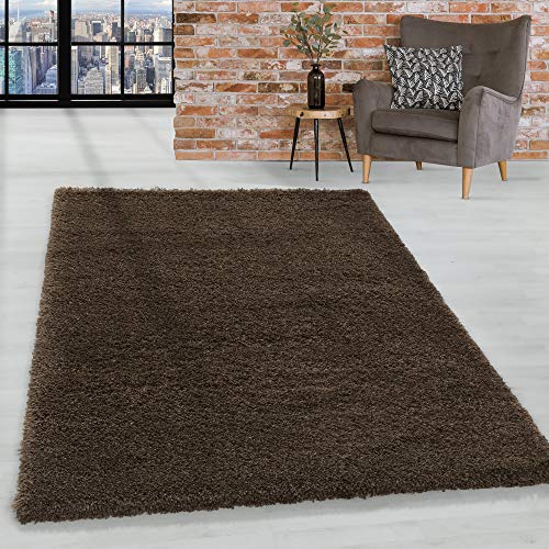 HomebyHome Shaggy Teppich 200x300 Wohnzimmer (200 x 290 cm) - 50 mm Florhöhe Hochflor Wohnzimmerteppich Braun Extra Weich und Flauschig - Langflor Teppiche für Schlafzimmer, Küche, Flur - Carpet von HomebyHome