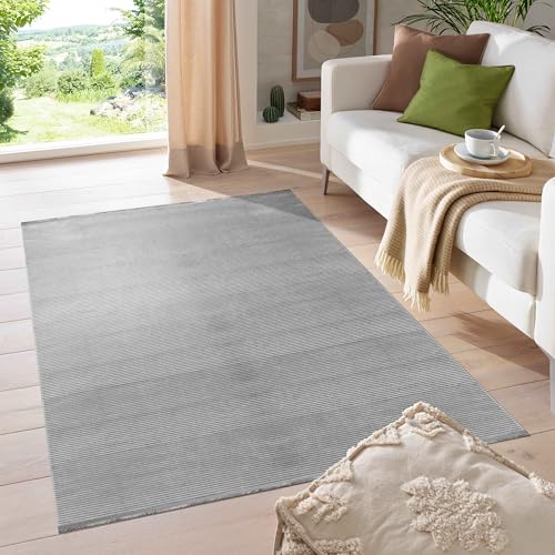 HomebyHome Teppich Wohnzimmer Modern Skandinavische Design 160x230 cm Grau - Kurzflor Küchen Teppich Flauschig Extra Weich Waschbar in Waschmaschine für Schlafzimmer Esszimmer Kinderzimmer von HomebyHome