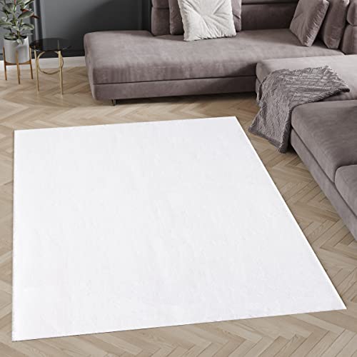 HomebyHome Teppich Wohnzimmer Shaggy Hochflor Creme Rechteckig 160x220 cm Einfarbig Design - Flauschiger Teppich Schlafzimmer Moderne Extra Weich Pflegeleicht Waschbarer Teppich - Carpet Living Room von HomebyHome