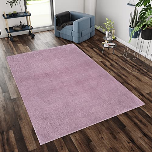 HomebyHome Teppich Wohnzimmer Shaggy Hochflor Lila Rechteckig 160x220 cm Einfarbig Design - Flauschiger Teppich Schlafzimmer Moderne Extra Weich Pflegeleicht Waschbarer Teppich - Carpet Living Room von HomebyHome