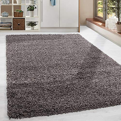 HomebyHome Teppich Wohnzimmer Shaggy Hochflor Taupe Läufer 80x250 cm Einfarbig Design - Flauschiger Teppich Schlafzimmer Moderne Extra Weich Pflegeleicht im 21 Farben - Carpet Living Room von HomebyHome