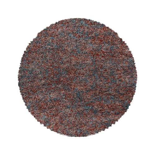 HomebyHome Teppich Wohnzinmer Shaggy Hochflor 120 cm Rund Mehrfarbig - Flauschiger Teppich Schlafzimmer Moderne Extra Weich Pflegeleicht - Carpet Living Room von HomebyHome