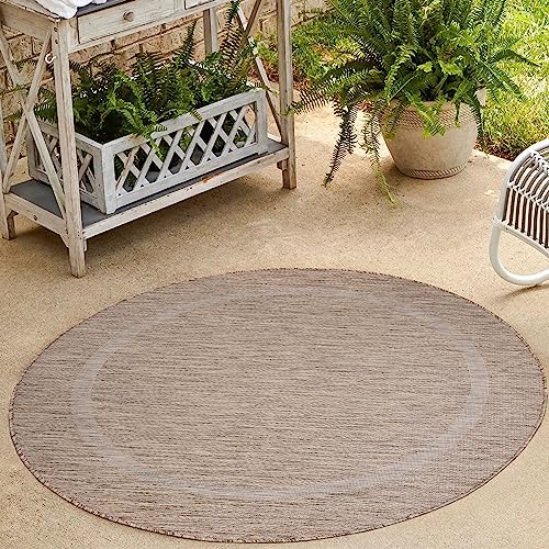 HomebyHome In & Outdoor Teppich Wetterfest Sisal Optik Braun 120 cm Rund - Balkon Teppich Wasserfest, Waschbar, Flachgewebe - Ideal für Küche, Camping, Garten und Terrasse HomebyHome In & Outdoor Teppich Wetterfest Sisal Optik Braun 120 cm Rund - Balkon Teppich Wasserfest, Waschbar, Flachgewebe - Ideal für Küche, Camping, Garten und Terrasse von HomebyHome