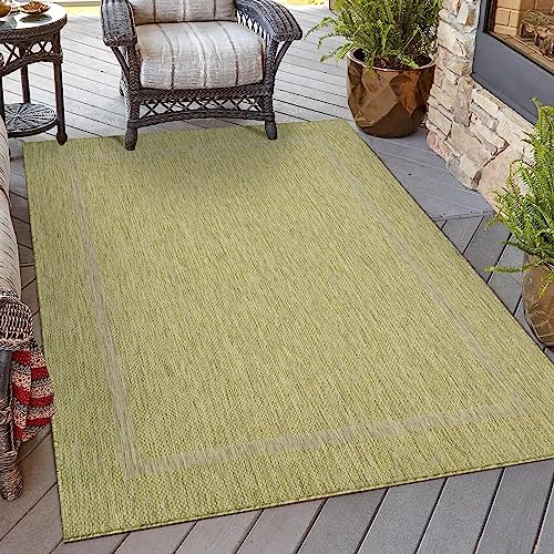 HomebyHome In & Outdoor Teppich Wetterfest Sisal Optik 300x400 cm (280 x 370 cm) Grün - Balkon Teppich Wasserfest, Waschbar, Flachgewebe - Ideal für Küche, Camping, Garten und Terrasse von HomebyHome