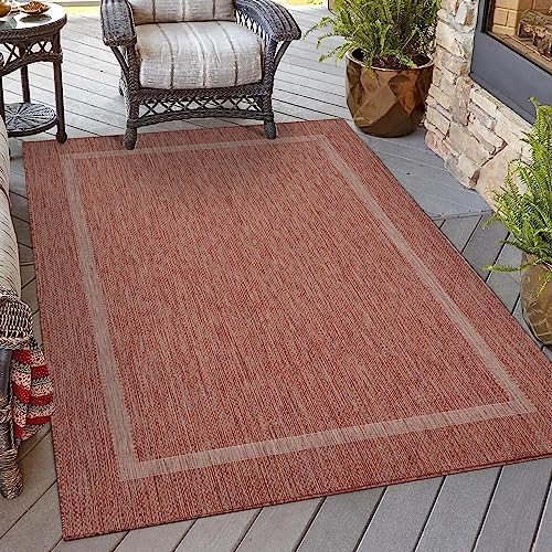 HomebyHome Küchenteppich Waschbar rutschfest Küchenläufer Waschbar Teppich 80x150 cm Rot - In & Outdoor Teppich Wetterfest Sisal Optik Balkon Teppich Wasserfest Teppich Küche Camping Garten Terasse von HomebyHome