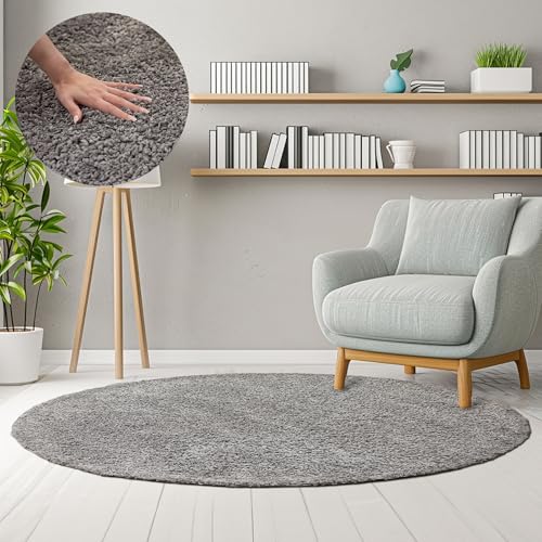 HomebyHome Teppich Rund Hochflor 160 cm Rund - Shaggy Runder Teppich Wohnzimmer Hellgrau Extra Weich und Flauschig - Waschbarer Langflor Teppiche für Schlafzimmer, Küche, Flur - Carpet, Halı, Kilim HomebyHome Teppich Rund Hochflor 160 cm Rund - Shaggy Runder Teppich Wohnzimmer Hellgrau Extra Weich und Flauschig - Waschbarer Langflor Teppiche für Schlafzimmer, Küche, Flur - Carpet, Halı, Kilim von HomebyHome