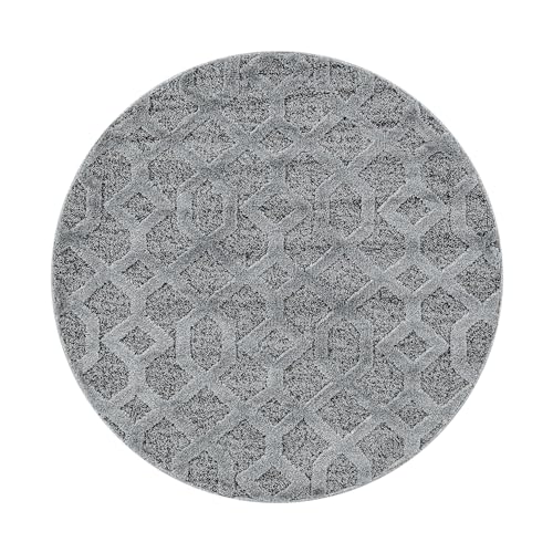 Teppich Wohnzimmer Hochflor Shaggy Teppich 3D Retro Design 120 cm Rund Teppich Grau - Teppich für Schlafzimmer Esszimmer Küche Boho Teppich 20 mm Florhöhe Extra Weich Flauschig Pflegeleicht Teppich Wohnzimmer Hochflor Shaggy Teppich 3D Retro Design 120 cm Rund Teppich Grau - Teppich für Schlafzimmer Esszimmer Küche Boho Teppich 20 mm Florhöhe Extra Weich Flauschig Pflegeleicht von HomebyHome