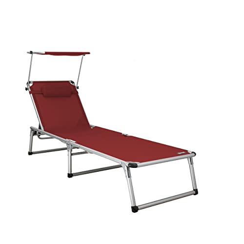 HOMECALL Aluminium Folding Sun Lounger with Sunroof Textilene Fabric - Red von Homecall