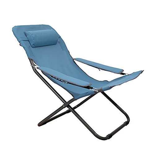 HOMECALL Camping-Klappstuhl mit 2 x 1 Textilene und verstellbarer Rückenlehne - Blau von Homecall