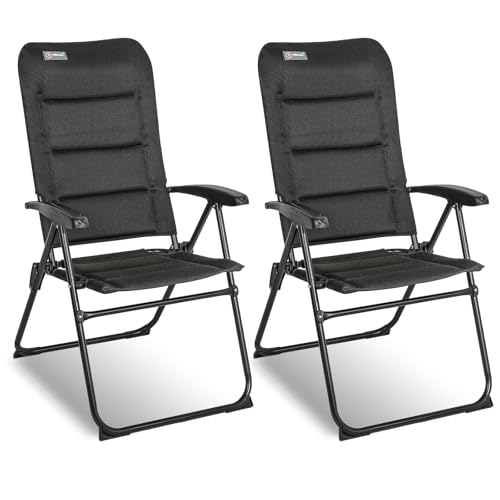 Homecall 2 er Set Campingstuhl Faltbar Gartenstuhl Klappbar Hochlehner Belastbar 150 KG - Balkonstuhl Angelstuhl Terrassenstühle, 5-Fach Verstellbare Rückenlehne mit Armlehne für Camp, Garten, Balkon von Homecall