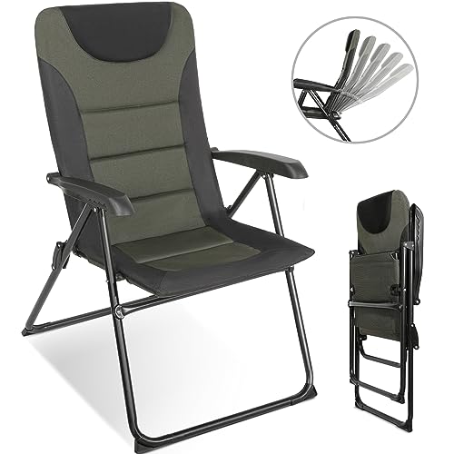 Homecall Camping-Klappstuhl mit gepolsterter, verstellbarer Rückenlehne - (Grün/Schwarz) von Homecall