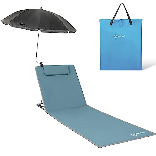 Homecall Gepolsterte, schnell trocknende Strandmatte mit Sonnenschirm, XXL - (Blau) von Homecall