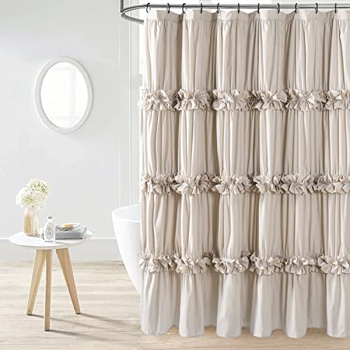 Homechoice Decor Camel Rüschen-Duschvorhang, Vintage-Stil, handgefertigt, Fliege, Badevorhang für Master-Badezimmer, Badezimmer-Vorhang mit 12 Knopflöchern, 183 cm Bx183 cm H (LQ-10) von Homechoice Decor