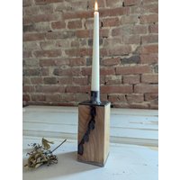 Flame Up Steel Kerzenhalter 1-Flammig Zeder - Handgefertigtes Unikat von HomecraftVision