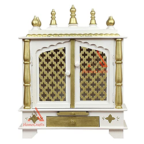 FASHERATI Holztempel / Pooja Mandir für Zuhause, 61 x 30 x 76 cm (SRHD713-Weiß-L) von Homecrafts