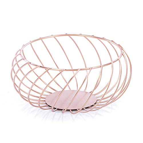 Homede Dekoschale Aufbewahrungskorb aus Metall 22 x 22 x 10 cm Allzweckkorb Drahtkorb Rosegold Merida von Homede