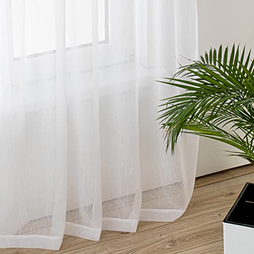 Homede Gardine Voile Crash Transparent Durchsichtig Vorhang Weiß Stangedurchzug Tunnelzug 280x290 cm Homede Gardine Voile Crash Transparent Durchsichtig Vorhang Weiß Stangedurchzug Tunnelzug 280x290 cm von Homede