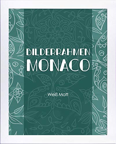 Homedeco-24 Fotorahmen Monaco 43x52 cm Bilderrahmen Weiß Matt Posterrahmen von Homedeco-24