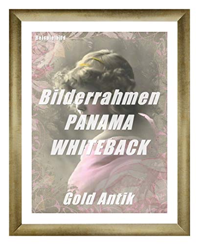 Homedecoration Bilderrahmen Panama Whiteback 25 x 29 cm Gold Antik mit weißer Rückwand und Acrylglas Antireflex 1 mmm von Homedecoration