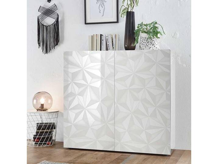 2 türige Kommode in Weiß Hochglanz Siebdruck verziert von Homedreams