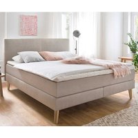 Amerikanisches Bett in Beige Webstoff Skandi Design von Homedreams